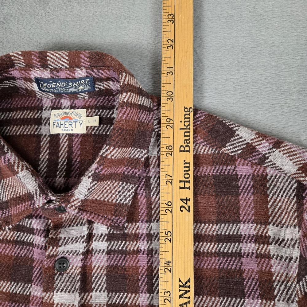 Faherty Legend Sweater Shirt Mens Large Red Plaid Super Soft Button Down Classic - Picture 6 of 7